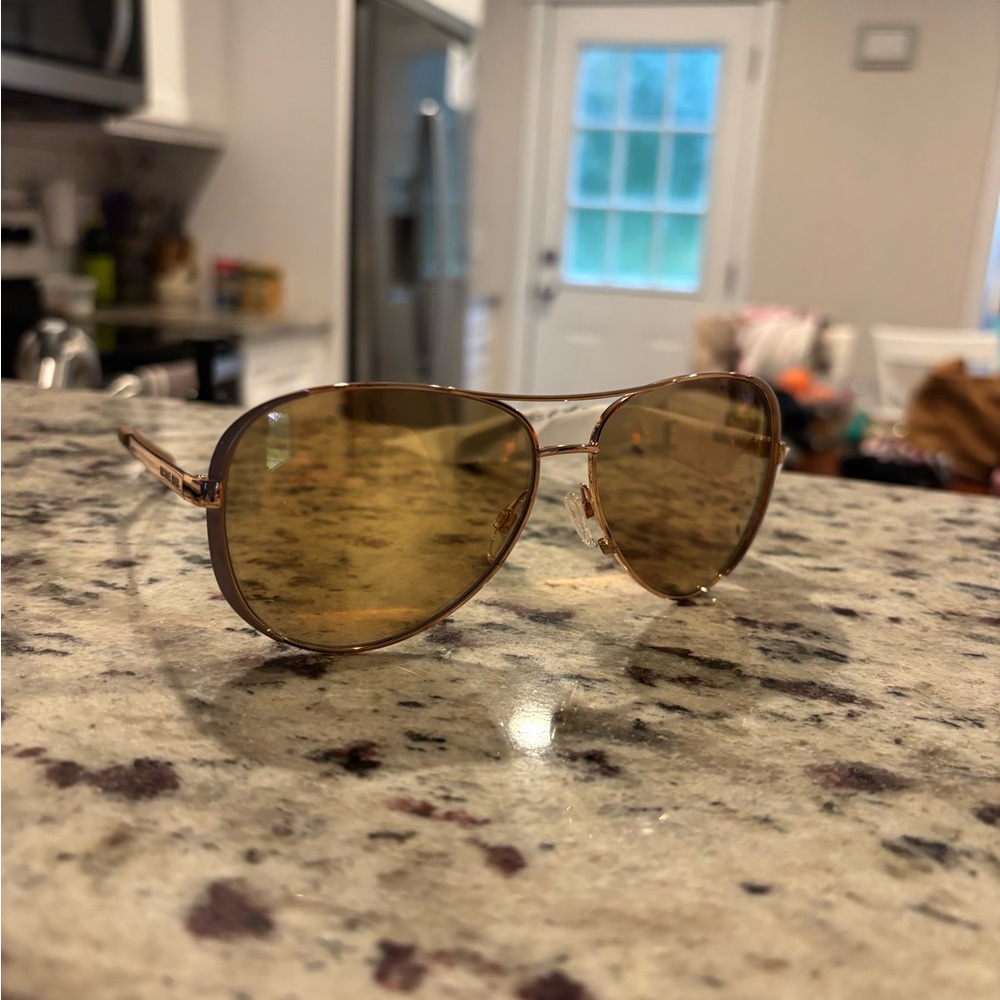 Michael Kors Gold-Tinted Aviator Sunglasses